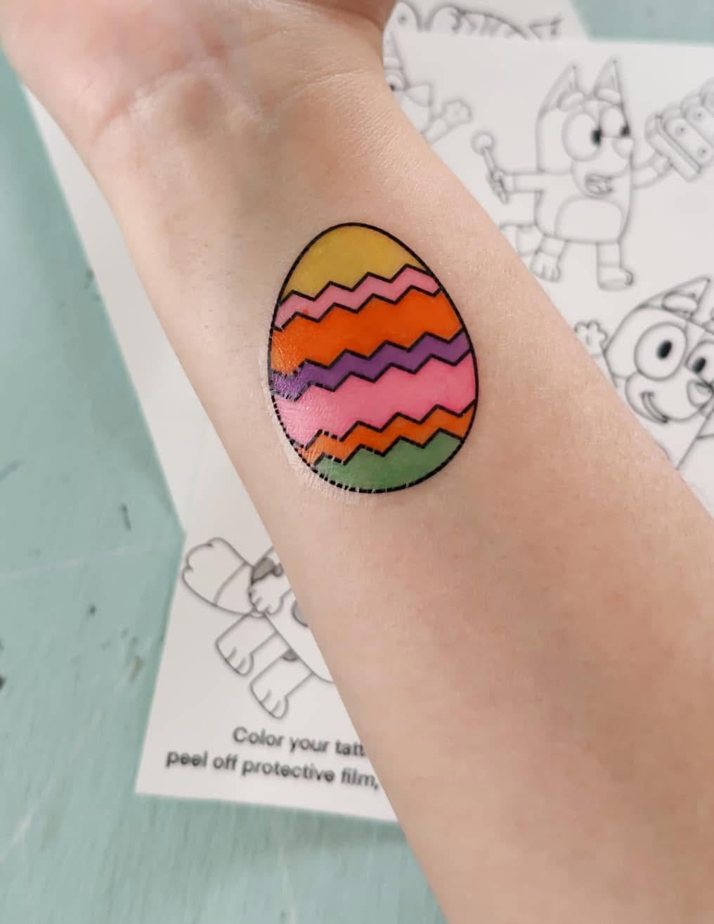 Easter Tattoo Sheet; Color your own